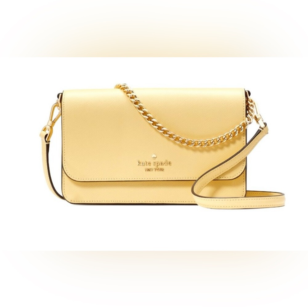 Kate Spade Madison Saffiano Leather Small Flap Crossbody Butter Yellow